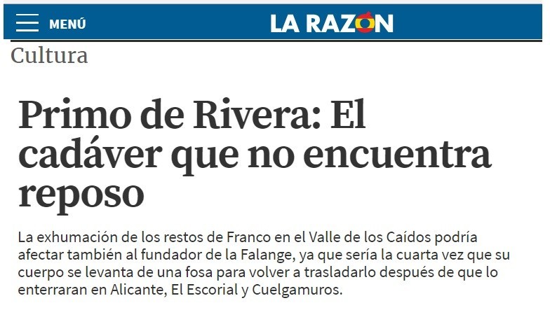 «Primo de Rivera: El cadáver que no encuentra reposo» por Jorge Vilches
