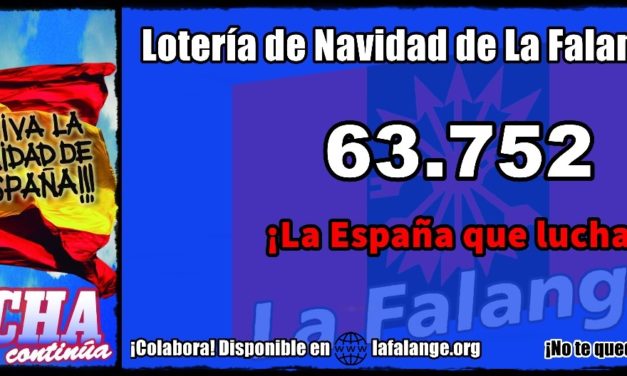 Disponible la LOTERÍA DE NAVIDAD de LA FALANGE