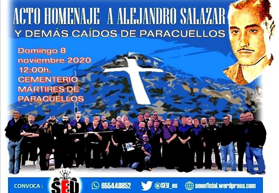 Acto de homenaje a Alejandro Salazar, II Jefe Nacional del SEU, y a todos los caídos de Paracuellos