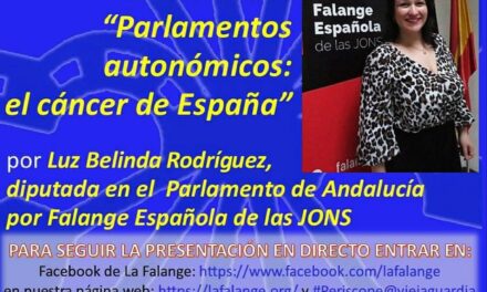 Nuevo Viernes Cultural de La Falange con la conferencia «Especial Elecciones en Madrid – Parlamentos autonómicos: el cáncer de España» por Luz Belinda Rodríguez