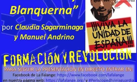 Nuevo Viernes Cultural de La Falange. Conferencia en directo: “Tomás Bor y Blanquerna” por Claudia Sagarminaga y Manuel Andrino