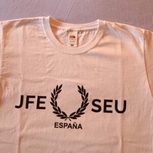 Camiseta blanca: "JFE-SEU ESPAÑA"